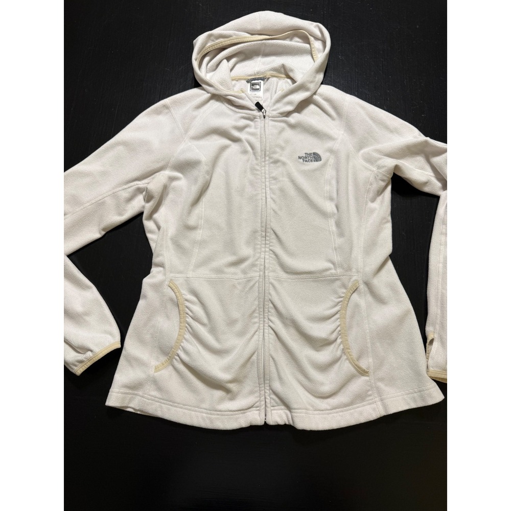 The North Face TKA 100 Women White Full Zip Fleece Hoodie Jacket Large